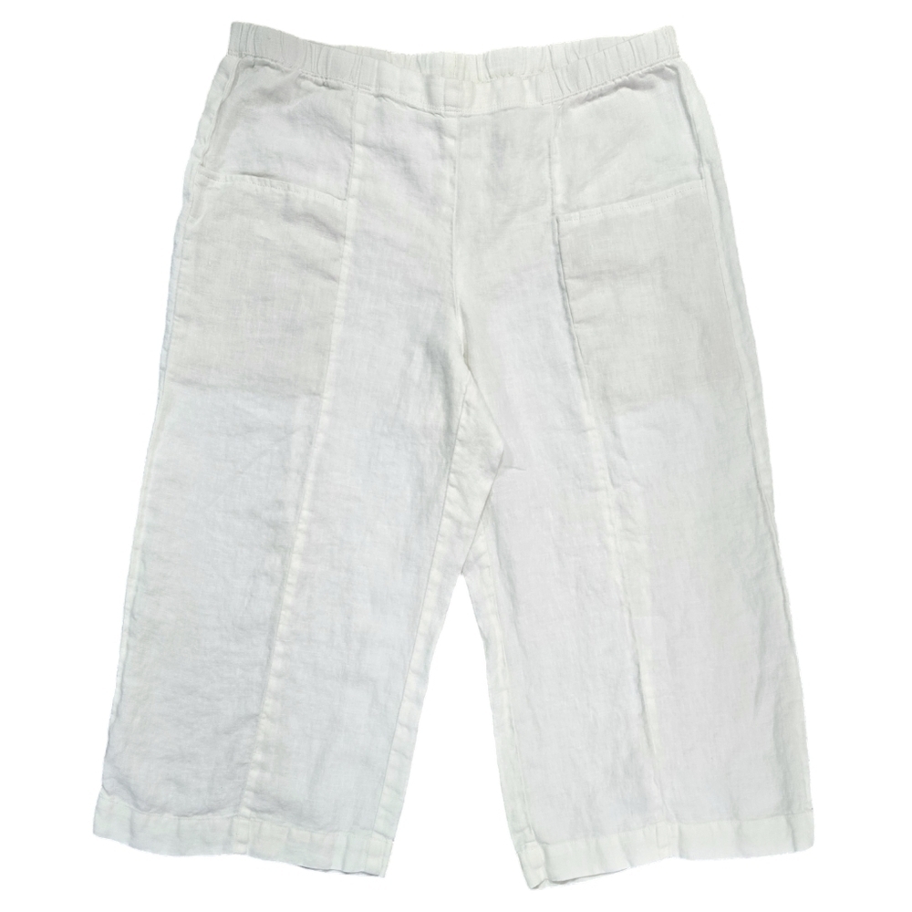 J. Jill Pure Jill 100% Linen White Wide Leg Crop Pull On Pants Beachy Lagenlook